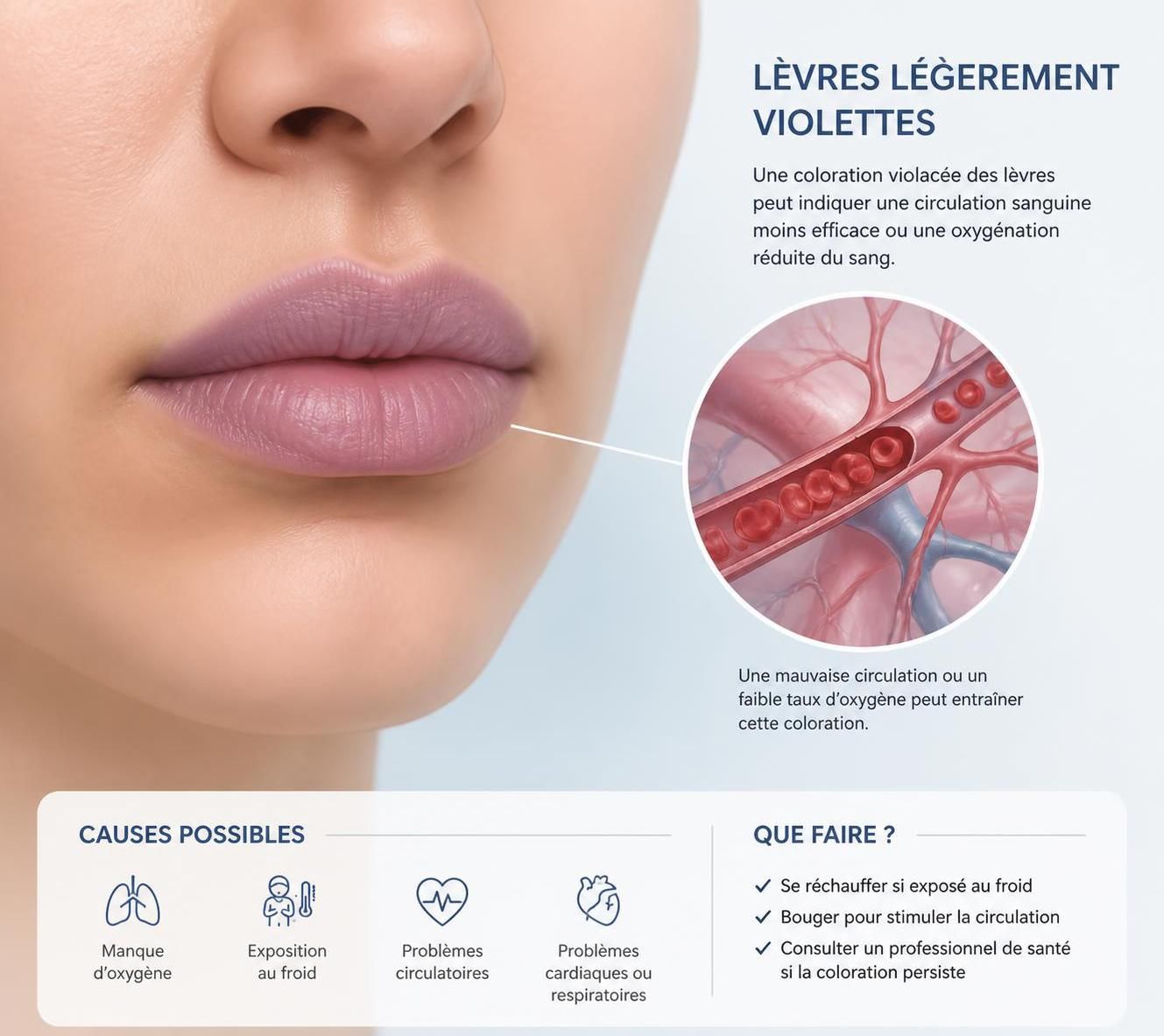 découvrez les symptômes et les causes des lèvres violettes, un signe pouvant indiquer des problèmes de circulation ou d'oxygénation. informez-vous pour mieux comprendre et agir.